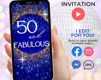 50th Birthday Invitation 50 and Fabulous Video Invitation Video Invite Fifty and Fabulous 50th Birthday Party Elegant Invitation Woman