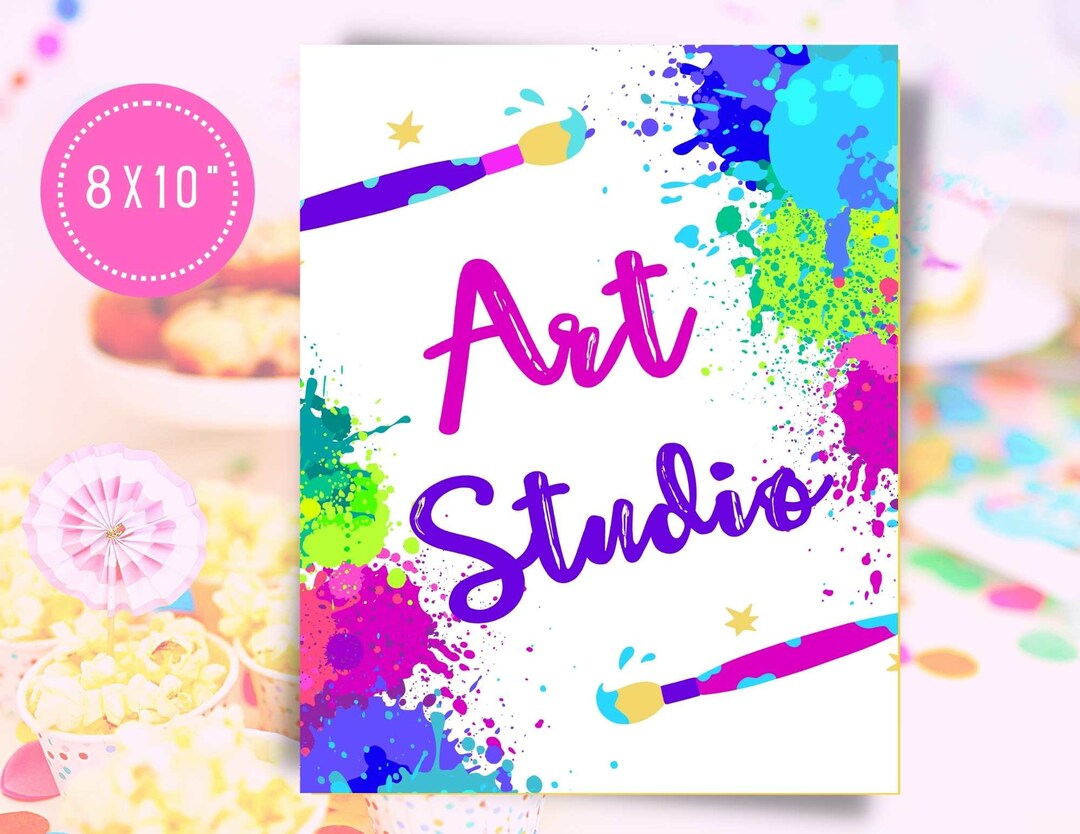 Art Studio Birthday Party Sign Painting Party Decorations Etsy