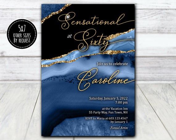 60th Birthday Invitation for Woman Sensational at Sixty - Etsy