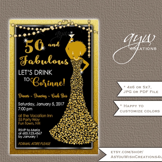 Invitaciones de fiesta de cumpleaños número 50, tarjetas sorpresa de  cumpleaños de 50 años de edad para mujeres, invitaciones de fiesta de  cumpleaños