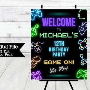 Printable Video Game Birthday Party Welcome Sign for Gamer Theme Party Entrance Sign Gaming Theme Party Door Sign for Video Game Party