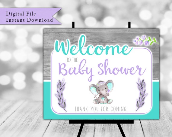 Welcome Sign For Baby Shower Elephant Baby Shower Decor Girl