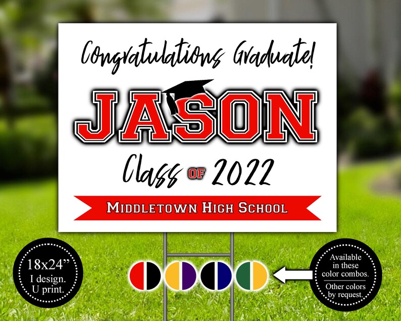 High School Graduation Yard Sign 8th Grade Graduation Etsy