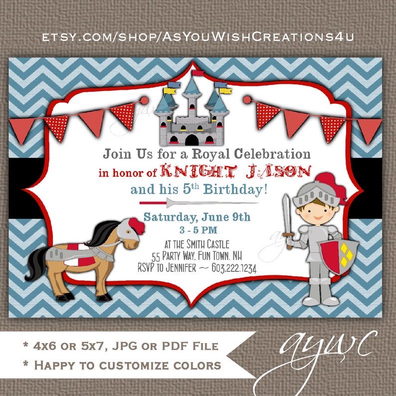 knight-birthday-party-invitation-castle-3rd-4th-5th-etsy