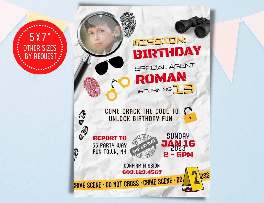 Secret Agent Party Invitation Spy Party Invitation - Etsy