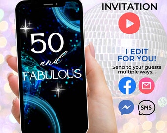 Animated Womans Birthday Party Invitation Video Invitation 50 and Fabulous Video Invite 50th Birthday Invitation Party Invite 50th Party
