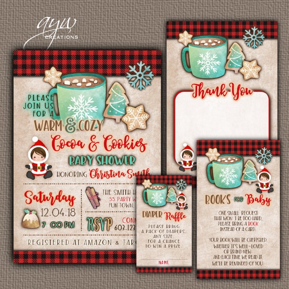 Cocoa And Cookies Baby Shower Invitation And Package Set Book
