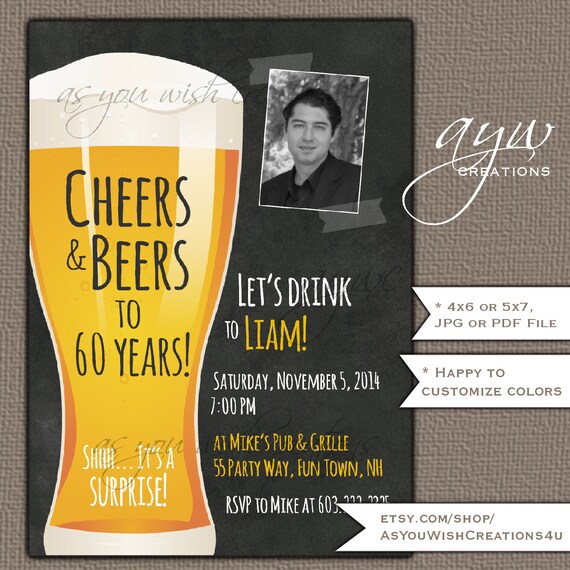 40th Birthday Party Invitation For Men S Birthday Party With Cheers And Beers Wording And Beer Mugs