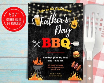 Father's Day BBQ Invitation Father's Day Barbecue Party Invitation Dad's Day Invitation BBQ and Beer Party Invitation Printable Invitation