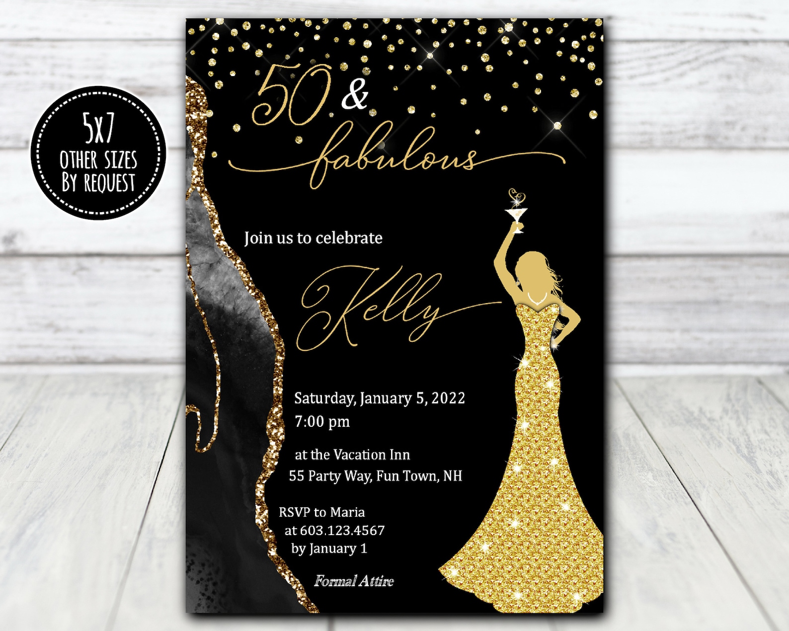 50th Birthday Invitation For The Woman Fifty And Fabulous Etsy