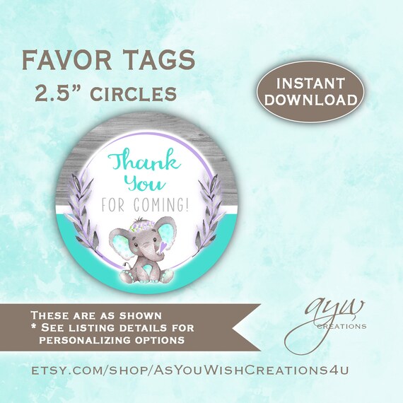 Favor Tags For Baby Shower Elephant Baby Shower Decor Girl