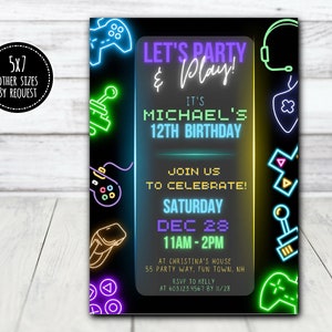 Video Game Invitation Video Game Party Invitation Video Game Birthday Invitation Arcade Party Arcade Birthday Gaming Party Gaming Birthday