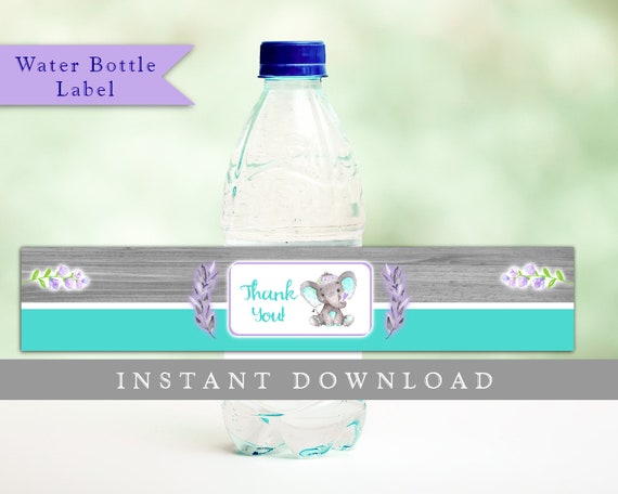 Elephant Water Bottle Labels For Baby Shower Girl Elephant Baby