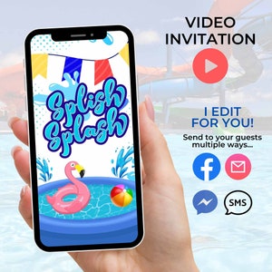 Partyeinladung Videoeinladung Poolvideoeinladung Animierte Pooleinladung Sommer-Geburtstagsparty-Video einladen Party einladen