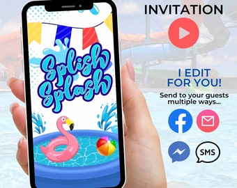 Pool Party Invitation Video Invitation Pool Video Invitation Animated Pool Invitation Summer Birthday Party Video Invite Party Invite