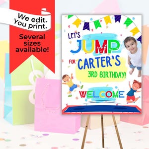 Jump Trampoline Park Birthday Party Welcome Sign Jump Party Door Sign Printable Trampoline Park Party Sign Kids Jump Party Entrance Sign