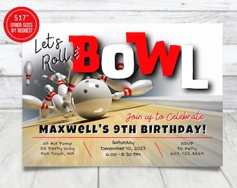 Bowling Birthday Invitation Bowling Party Invitation Kids Bowling Invitation Birthday Invite Bowling Party Invite Boy Birthday Invitation
