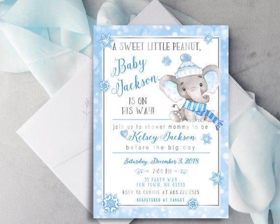Winter Baby Shower Invitation Boy - Winter Baby Shower - Snowflakes - Printable Invitation - Baby Brunch - Coed Baby Shower Il_570xn