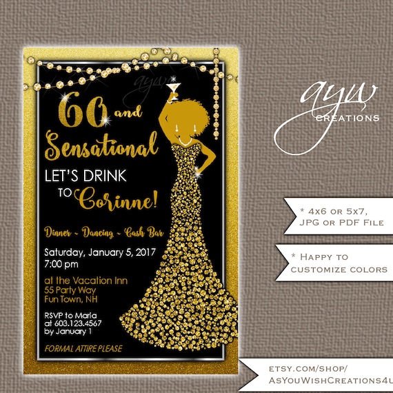 60th Birthday Party Invitation for the Woman Who is Sixty and