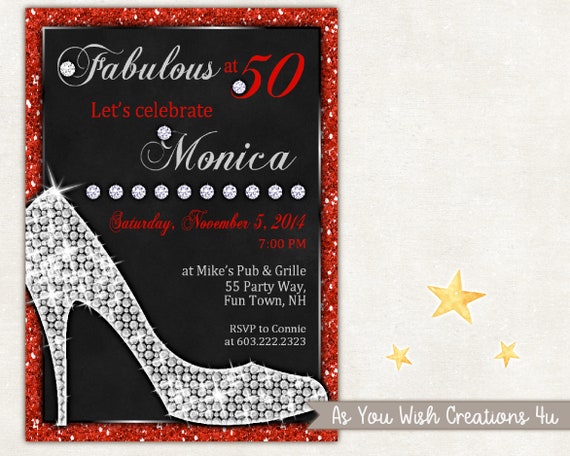 High Heels 50th Birthday Party Invitation For The Woman Who Is