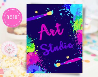 Art Studio Birthday Party Sign - Painting Party Decorations - 8x10 - Painting Party Tabletop Sign, Printable, Instant Download - PAINT1