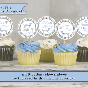 DOWNLOAD PUPPY1 Printable Favor Tags for Baby Shower Favor Tags for Baby Shower Dachshund Puppy Baby Shower Decorations Boy