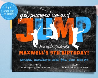 Jump Birthday Invitation Boy Jump Party Invitation Girl Jump Invitation Birthday Party Invite Jump and Play Birthday Invite Trampoline Park