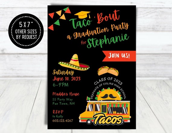 Taco Truck Graduation Party Invitation, Taco Bout a Graduation Party