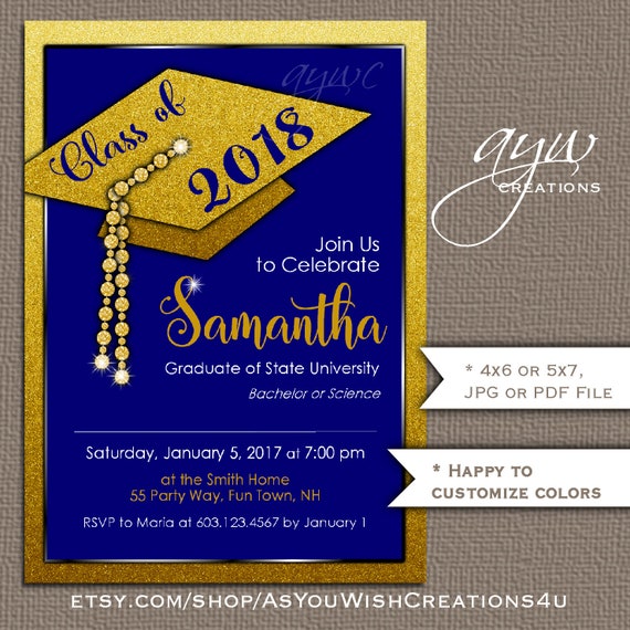 Graduation Party Invitation Graduation Cap Party Invitation Etsy