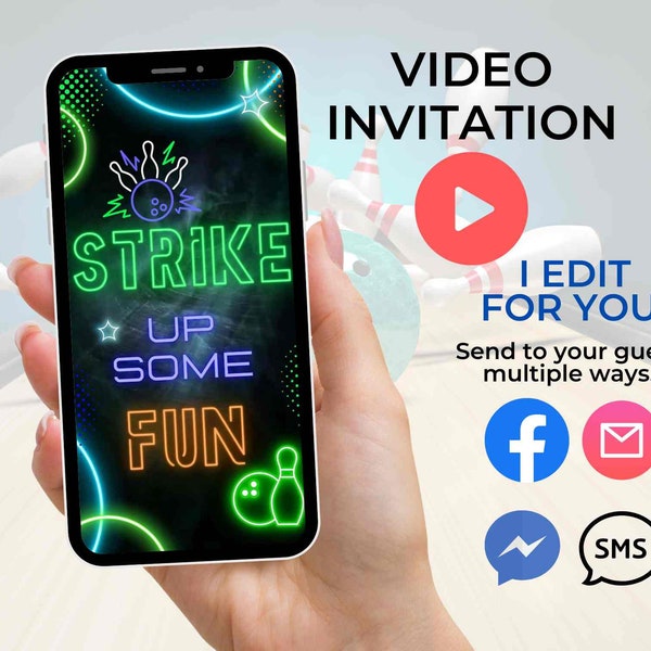 Video Invitation Bowling Animated Bowling Invite Bowling Party Invite Video Bowling Birthday Invitation Animated Kids Bowling Invitation