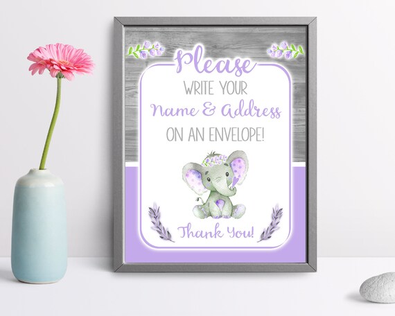 Address An Envelope Sign For Baby Shower Elephant Baby Shower