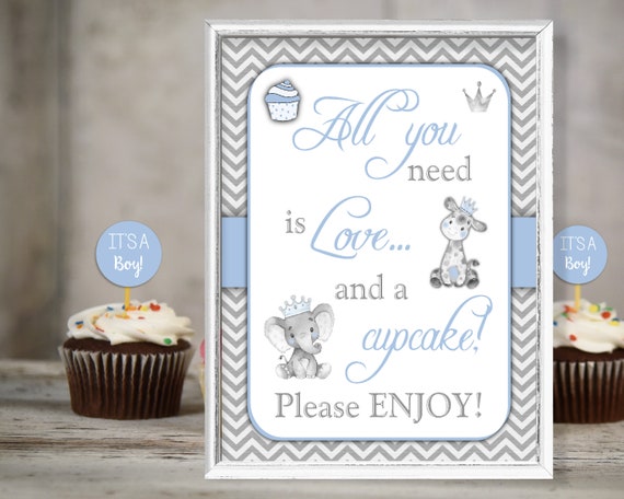 All You Need Is Love And A Cupcake Sign Elephant And Giraffe Baby