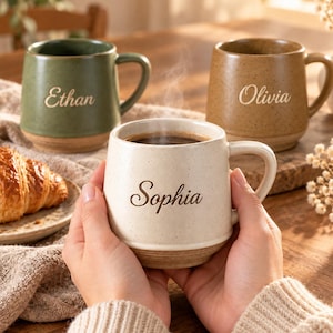 Gepersonaliseerde tweekleurige mokken met naam voor mama en papa, koffiemok met eigen tekst voor je man, mokken als aandenken voor het gezin, cadeaumok voor je beste vriend(in)