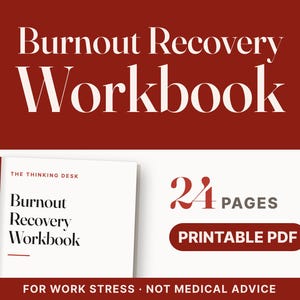 Burnout Recovery Workbook | Work Stress, Boundaries Guide (PDF Download)