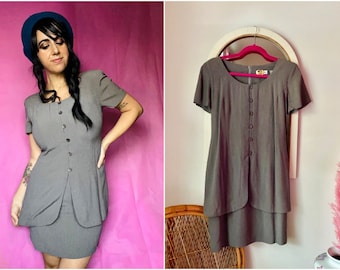 90s Ann Taylor Gray Cupcake Mini Sheath Dress