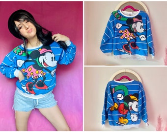 90s Rare J.G. Hook Mickey and Minnie Boxy Cropped Sweatshirt / Mickey & Co