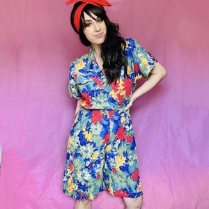 80s Tropical Rainbow Floral Romper image 2