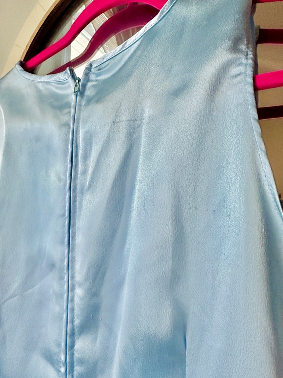 Late 90s / Y2k Ice Blue Satin Shift Dress / 1x - image 6