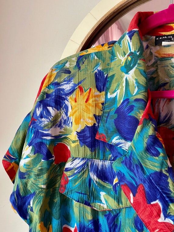 80s Tropical Rainbow Floral Romper - image 5