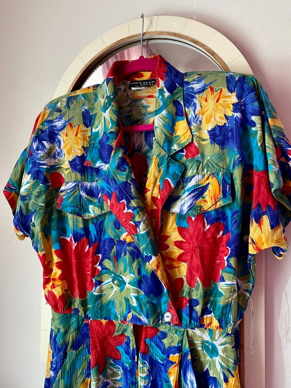 80s Tropical Rainbow Floral Romper - image 4