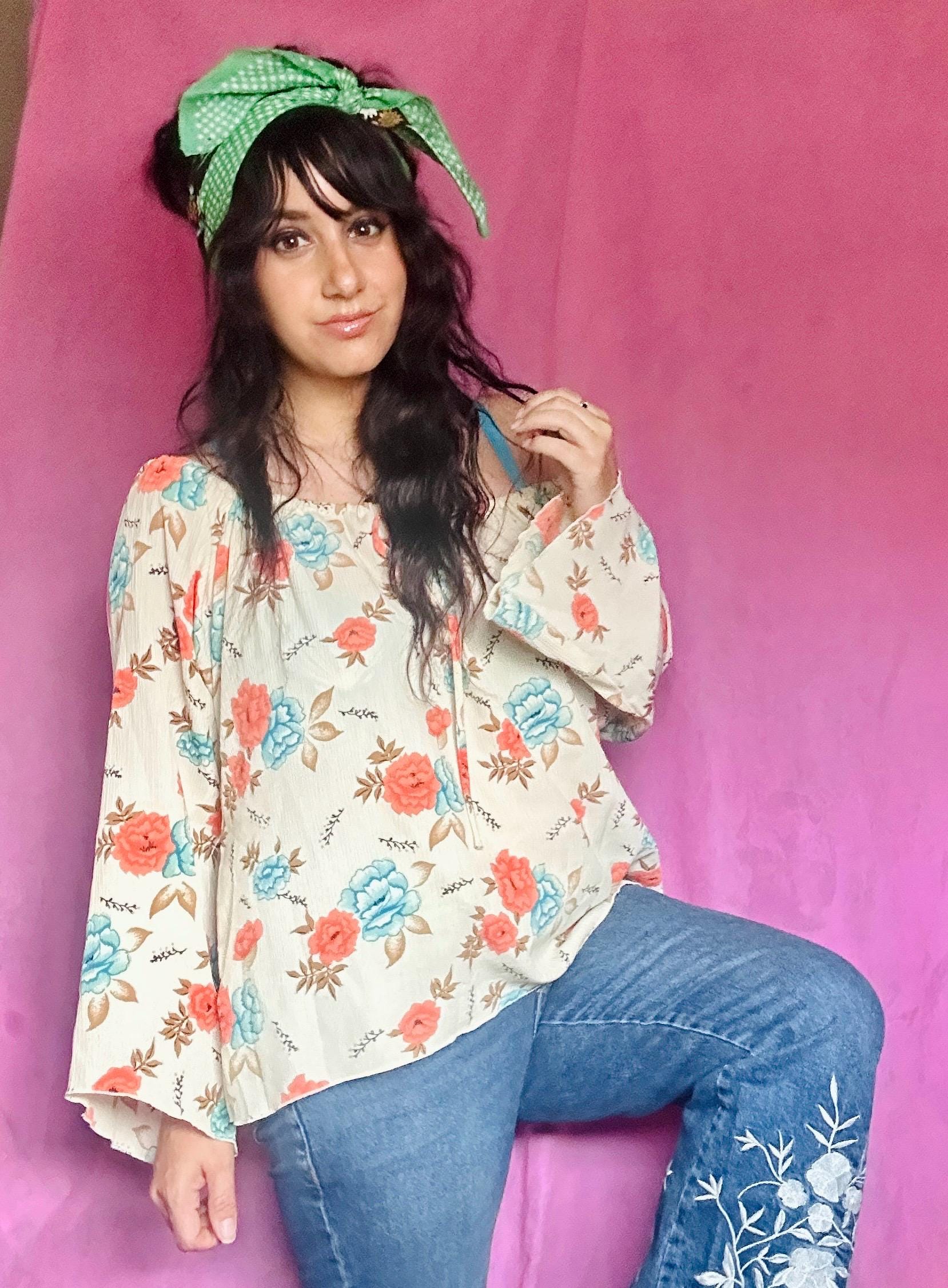 Blusa campesina con manga campana shop