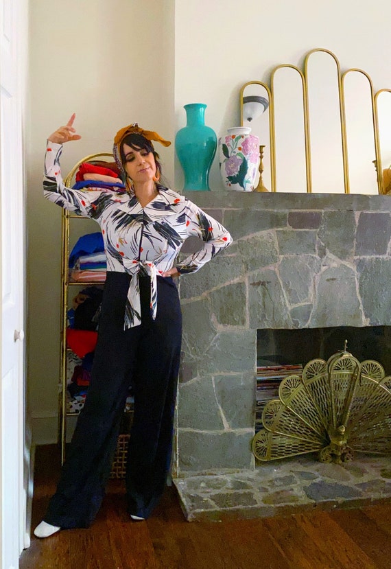 70s Wide Leg Floral Jumpsuit