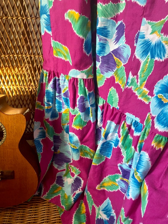 70s Hilo Hatties Hawaiian Floral Flutter Sleeve M… - image 4