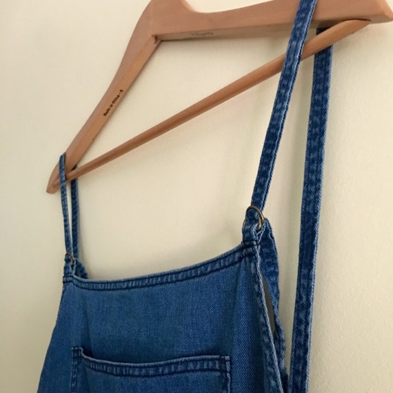Vintage Denim Drawstring Overalls // Cropped Jean… - image 5