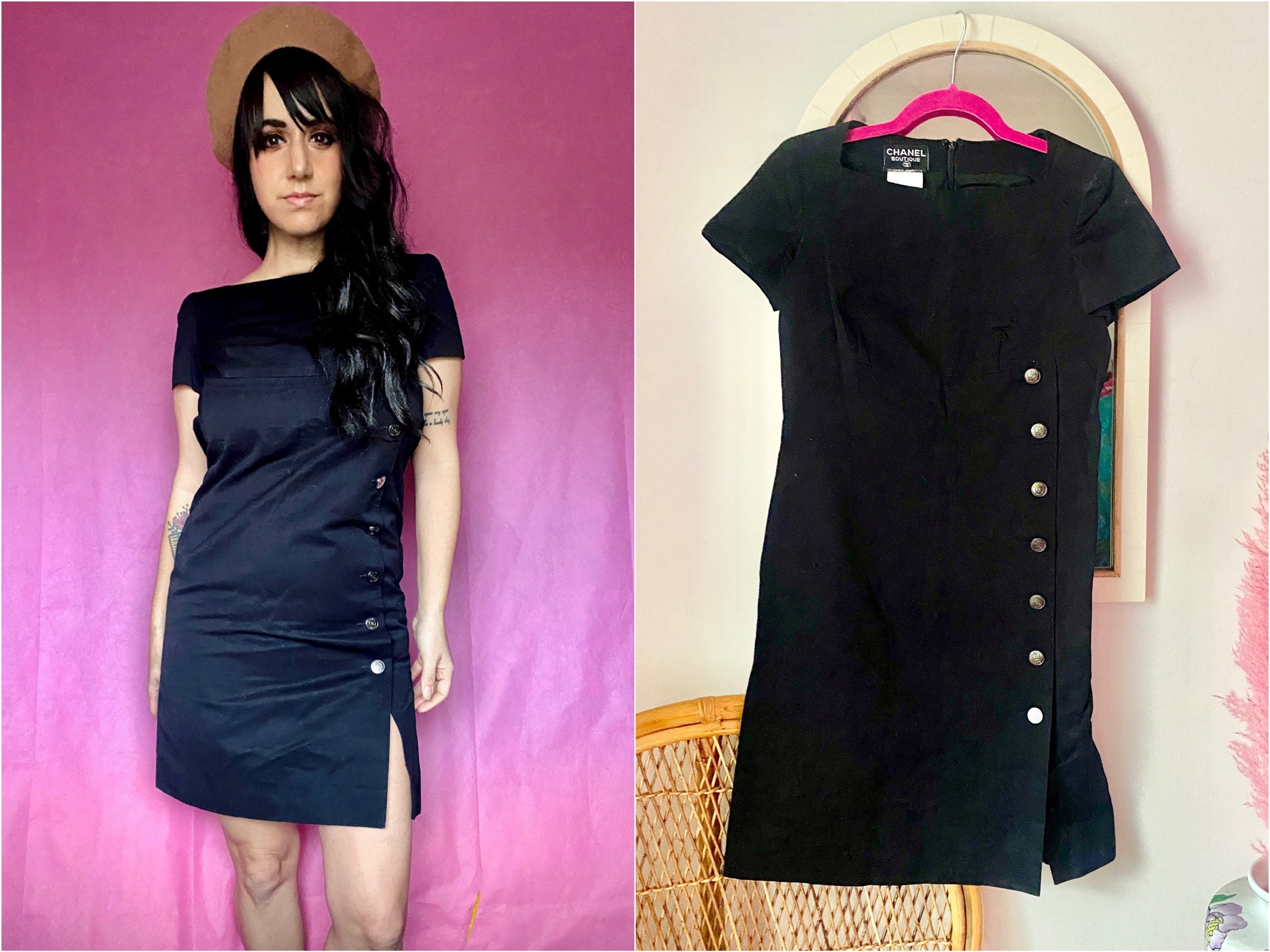 Chanel Boutique LBD / Cruise 97 Black Mini Sheath Dress / 