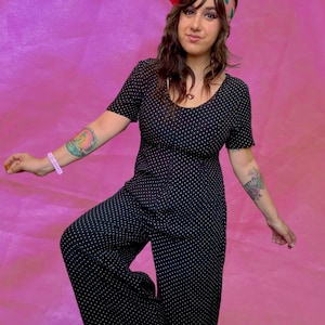 Vintage 90s Polkadot Palazzo Jumpsuit / The Limited / Jumper