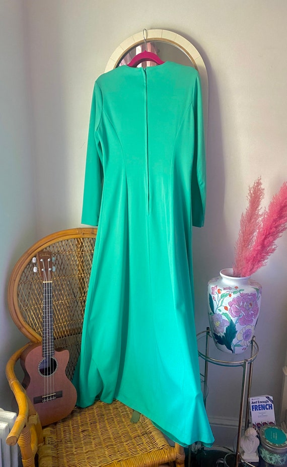 70s Jade Green Empire Waist Maxi Dress - image 7