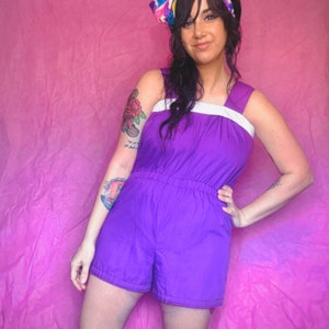 70er Jahre Lila Strampler Playsuit Rollerwave