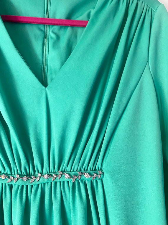 70s Jade Green Empire Waist Maxi Dress - image 5