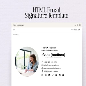 Anpassningsbar HTML-mall för e-postsignatur, professionell företagsdesign (Gmail, Outlook, Apple)